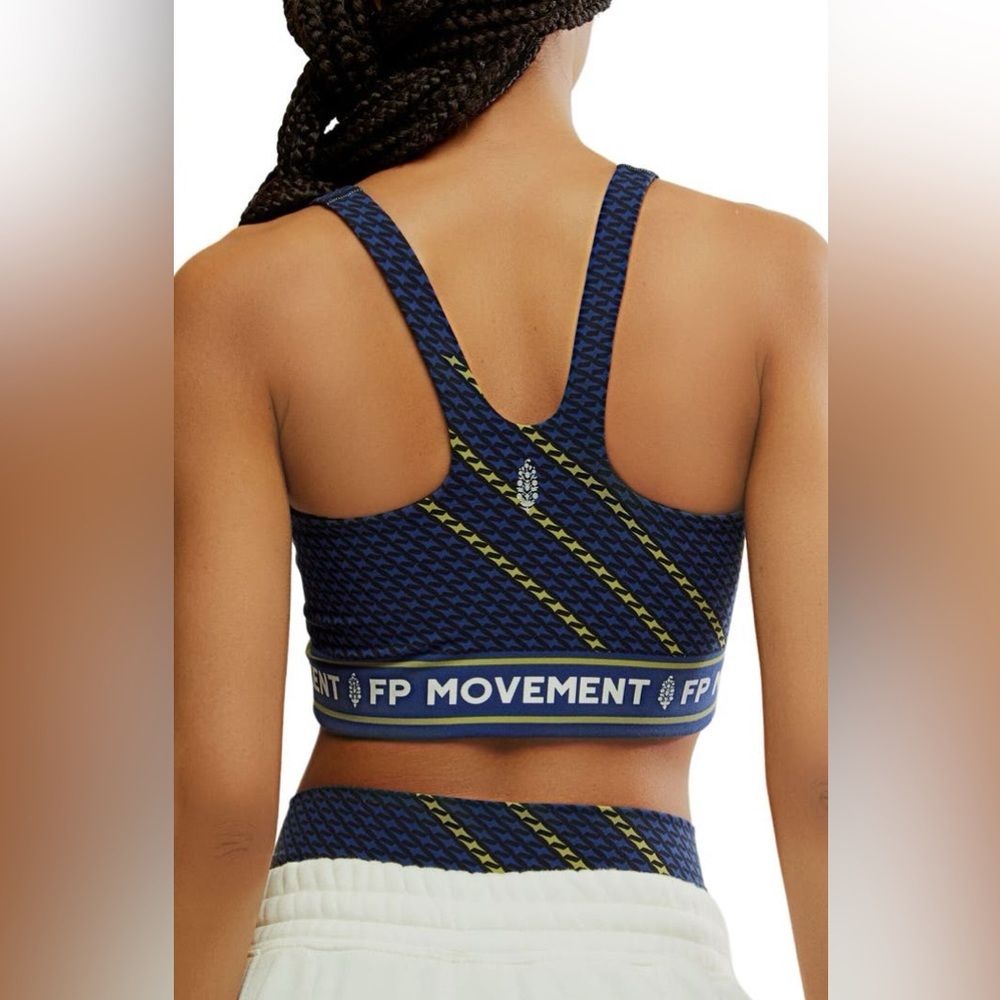 NEW Free People FP Movement Sports Bra Blue Yellow Medium Impact Size XL NWT - Picture 2 of 9